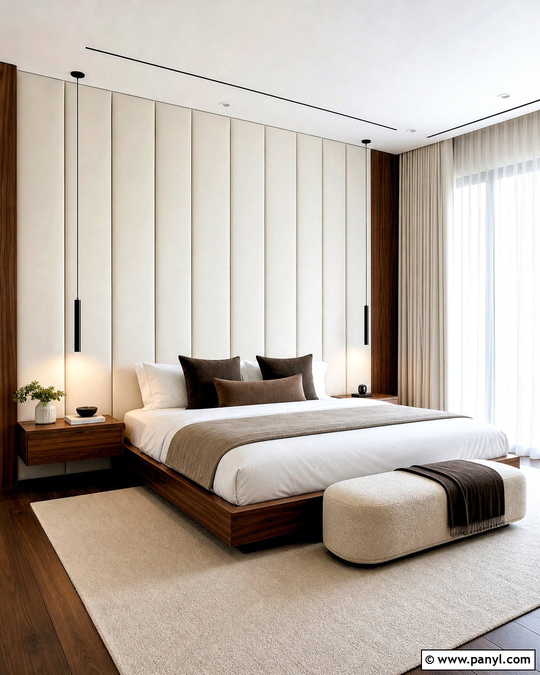 White Upholstered Feature Wall - 20 white feature wall ideas