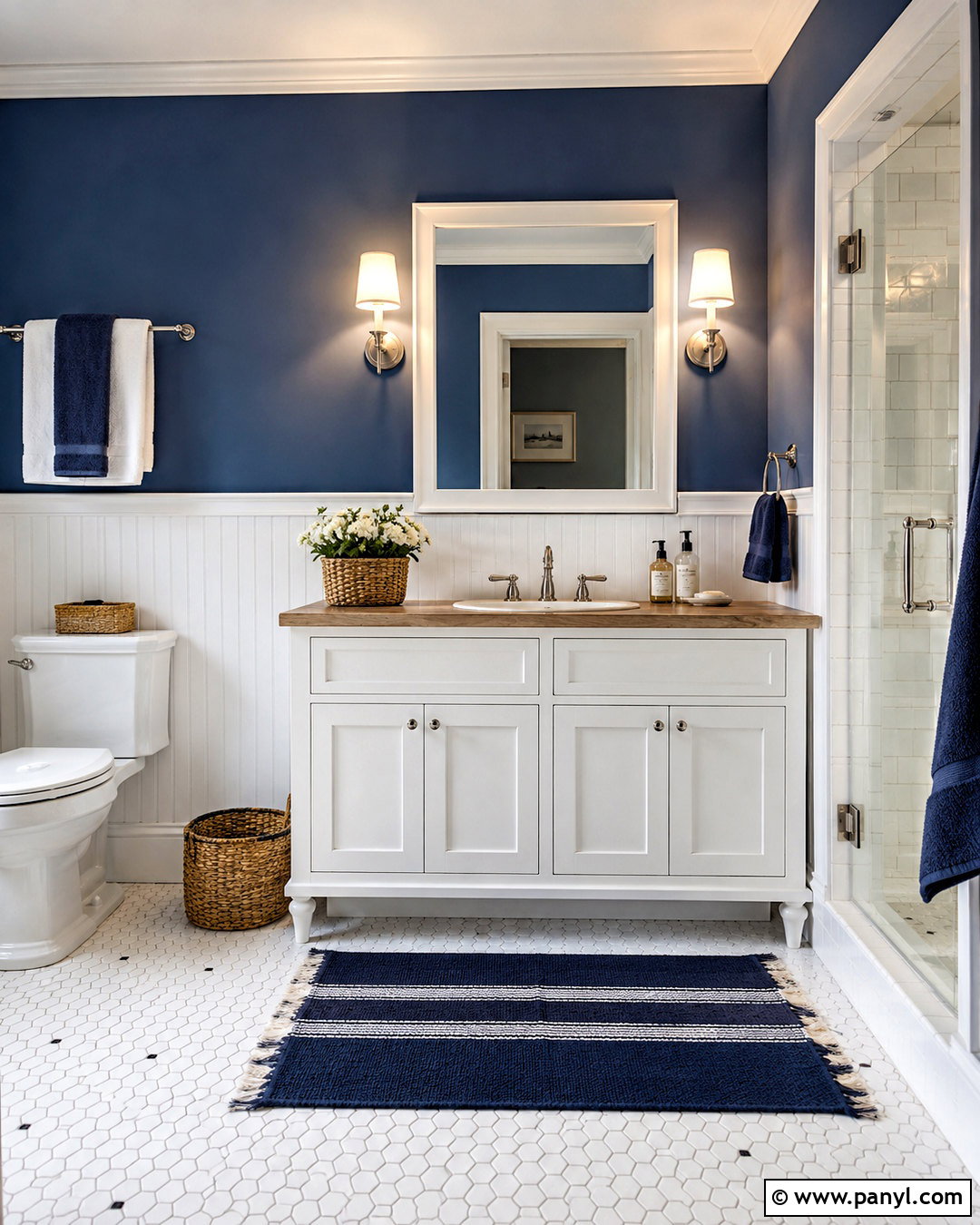 White Wainscoting With Blue Bathroom Walls - 40 bathroom wall color ideas