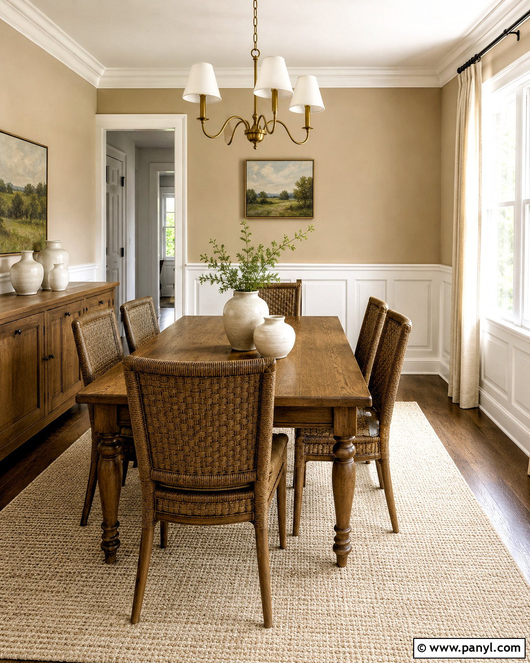 White Wainscoting With Warm Beige Walls - 20 painted wainscoting ideas color schemes
