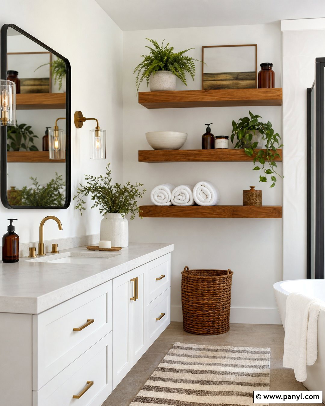 White Wall Bathroom Shelves - 35 plain white wall ideas
