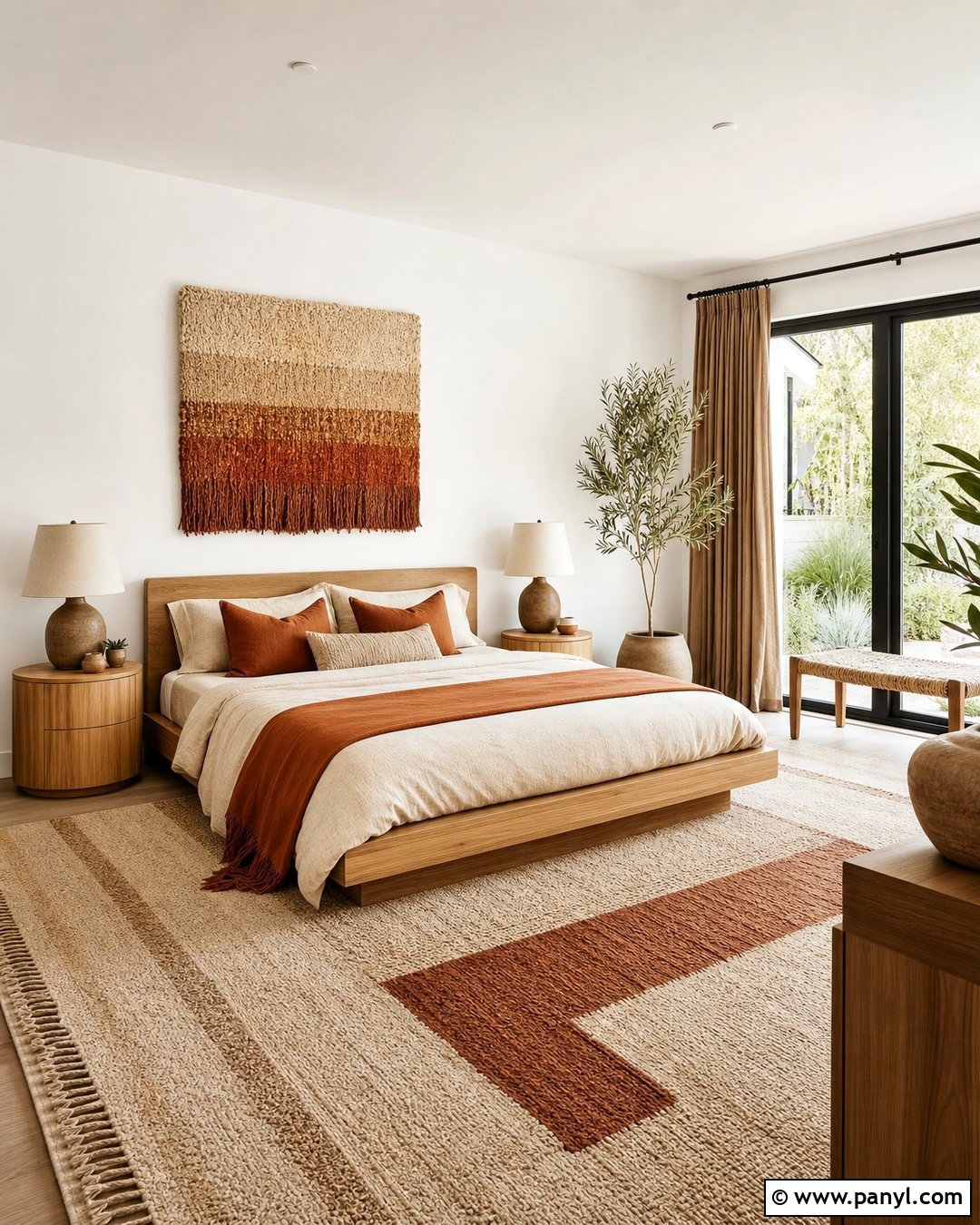 White Wall Bedroom With Earth Tones - 30 White Wall Interior Ideas