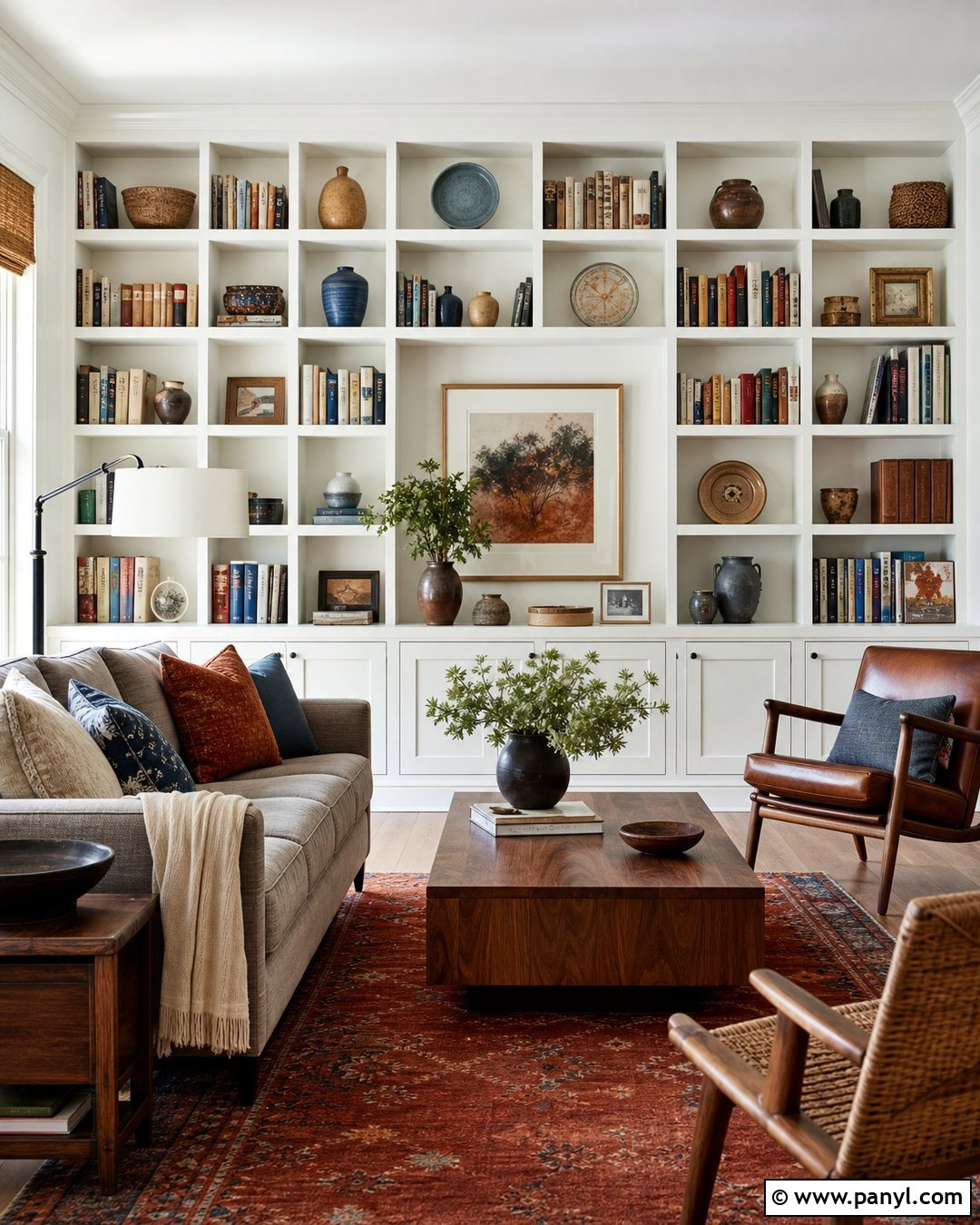 White Wall Bookshelves - 35 plain white wall ideas