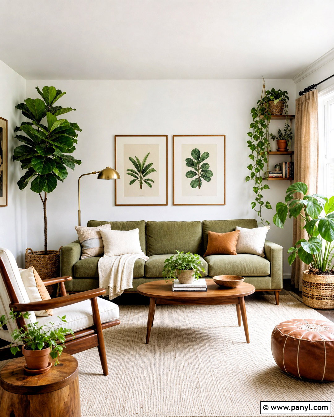 White Wall Botanical Living Room - 20 white wall background ideas