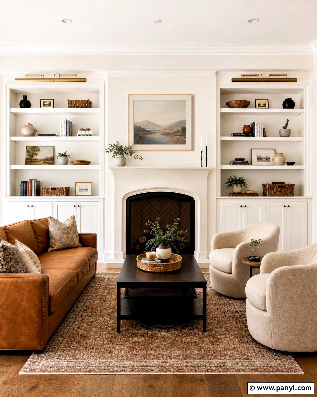 White Wall Built-In Bookshelves - 20 white wall design ideas