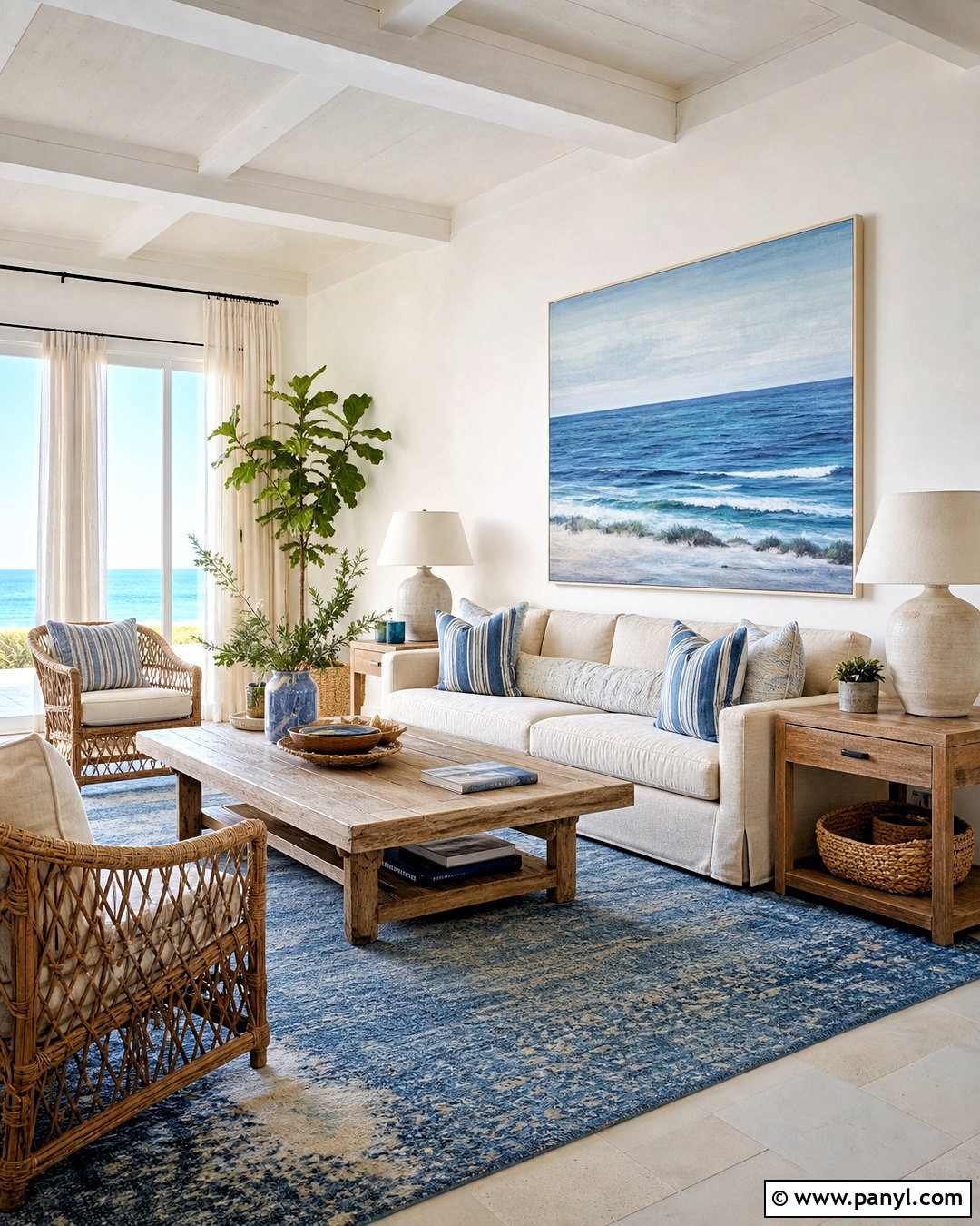 White Wall Coastal Living Room - 20 white wall design ideas