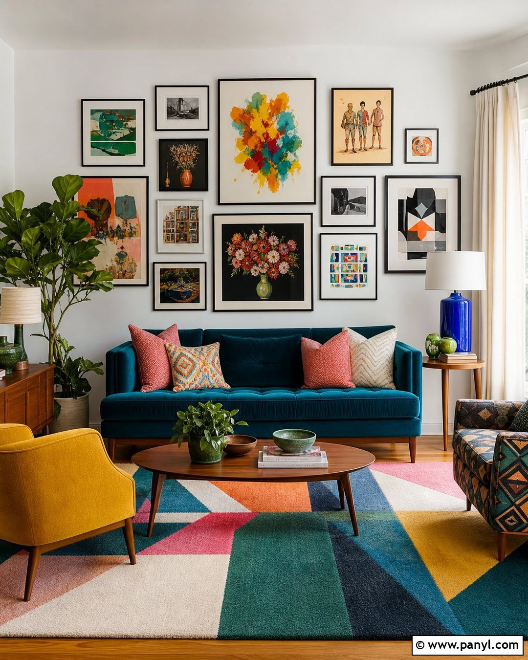 White Wall Colorful Living Room - 35 plain white wall ideas