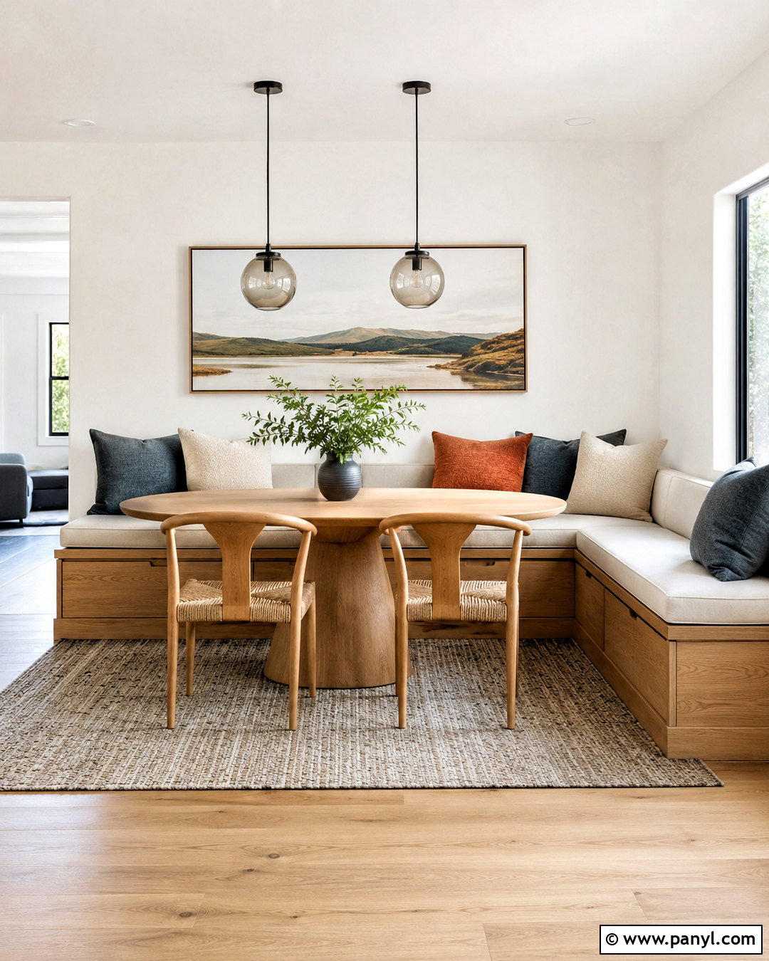 White Wall Dining Banquette - 20 White Wall Dining Area Ideas