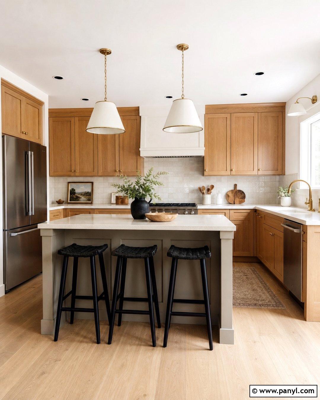 White Wall Kitchen With Oak Cabinets - 30 White Wall Interior Ideas