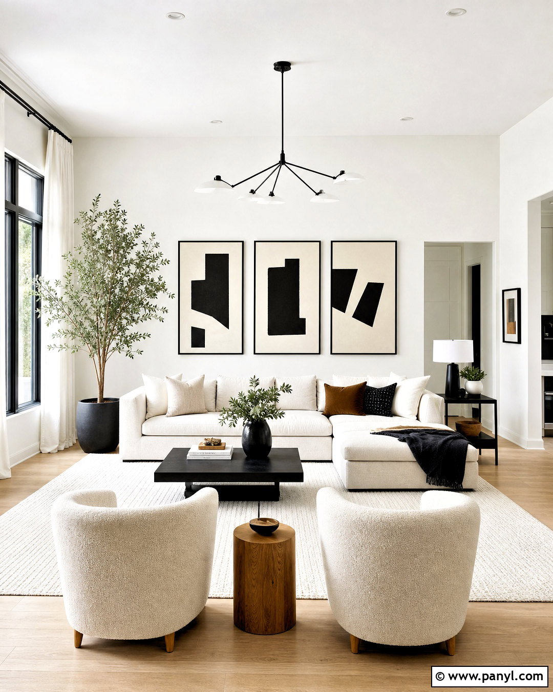 White Wall Living Room With Black Accents - 20 white wall living room ideas