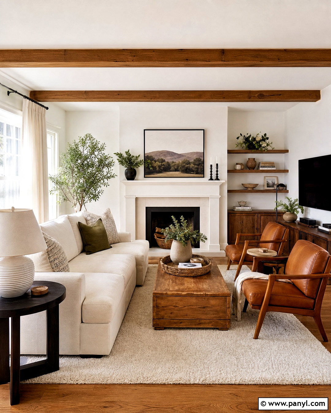 White Wall Living Room With Warm Wood - 20 white wall living room ideas