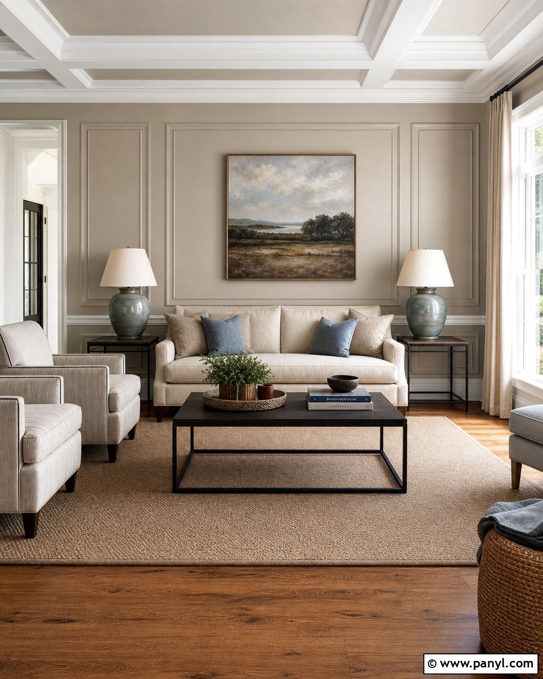 White Wall Moulding With Greige Walls - 25 Wall Moulding Color Ideas