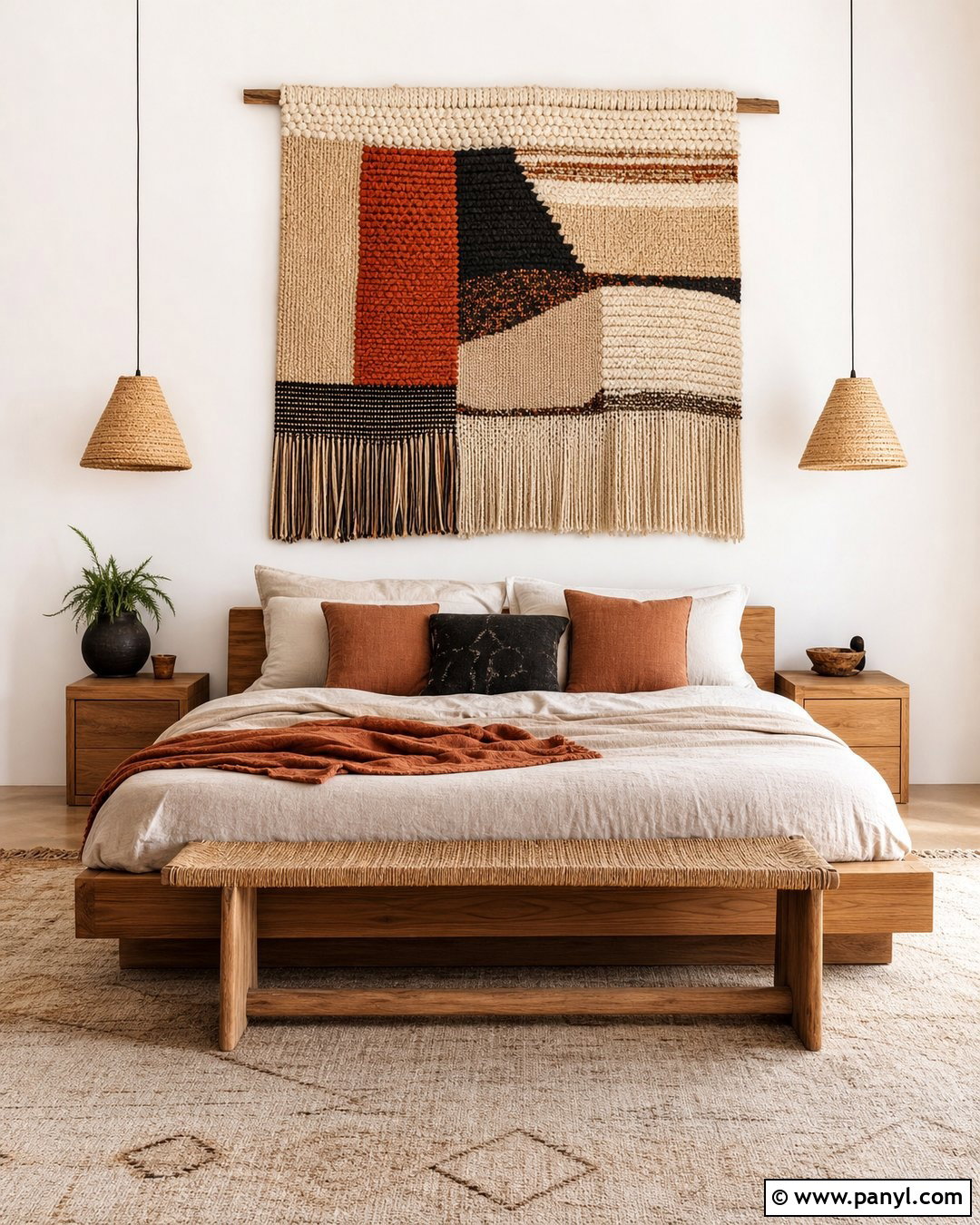 White Wall Textile Hanging - 35 plain white wall ideas
