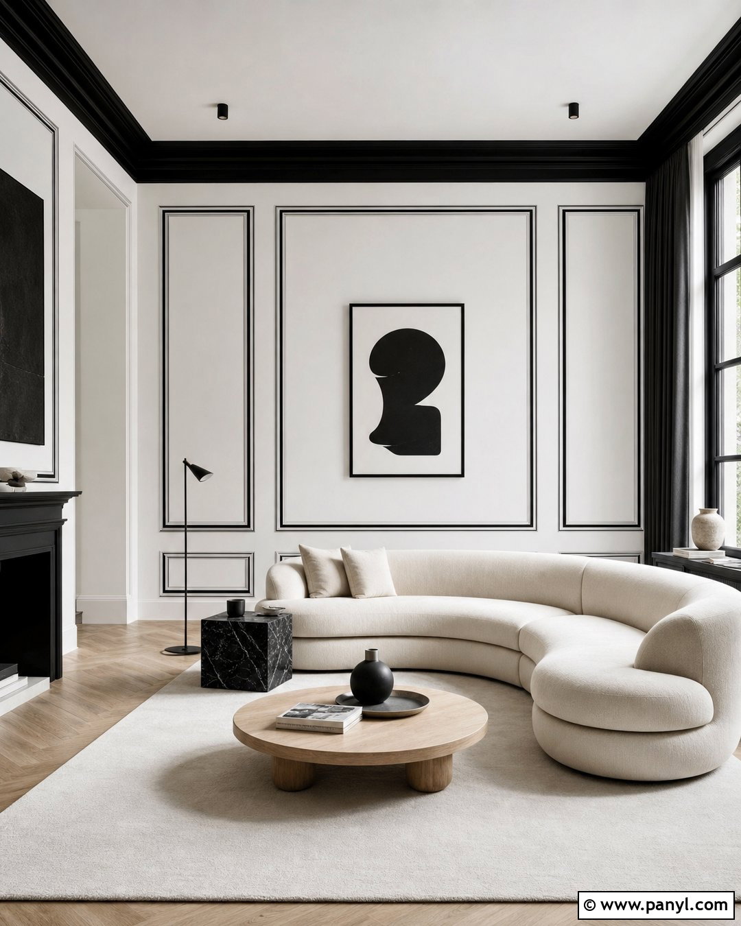 White Wall With Black Picture Molding - 35 black and white walls