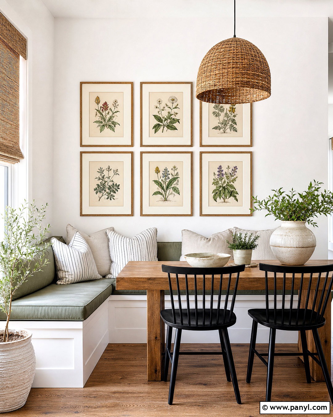 White Wall With Botanical Prints - 20 white wall decor ideas