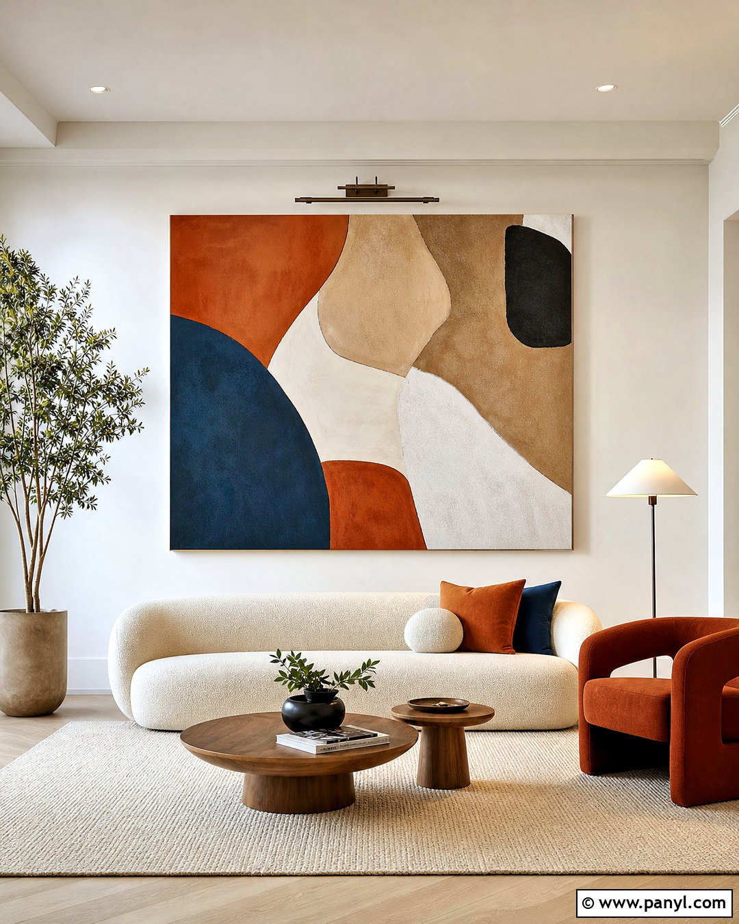 White Wall With Large Abstract Art - 20 white wall background ideas