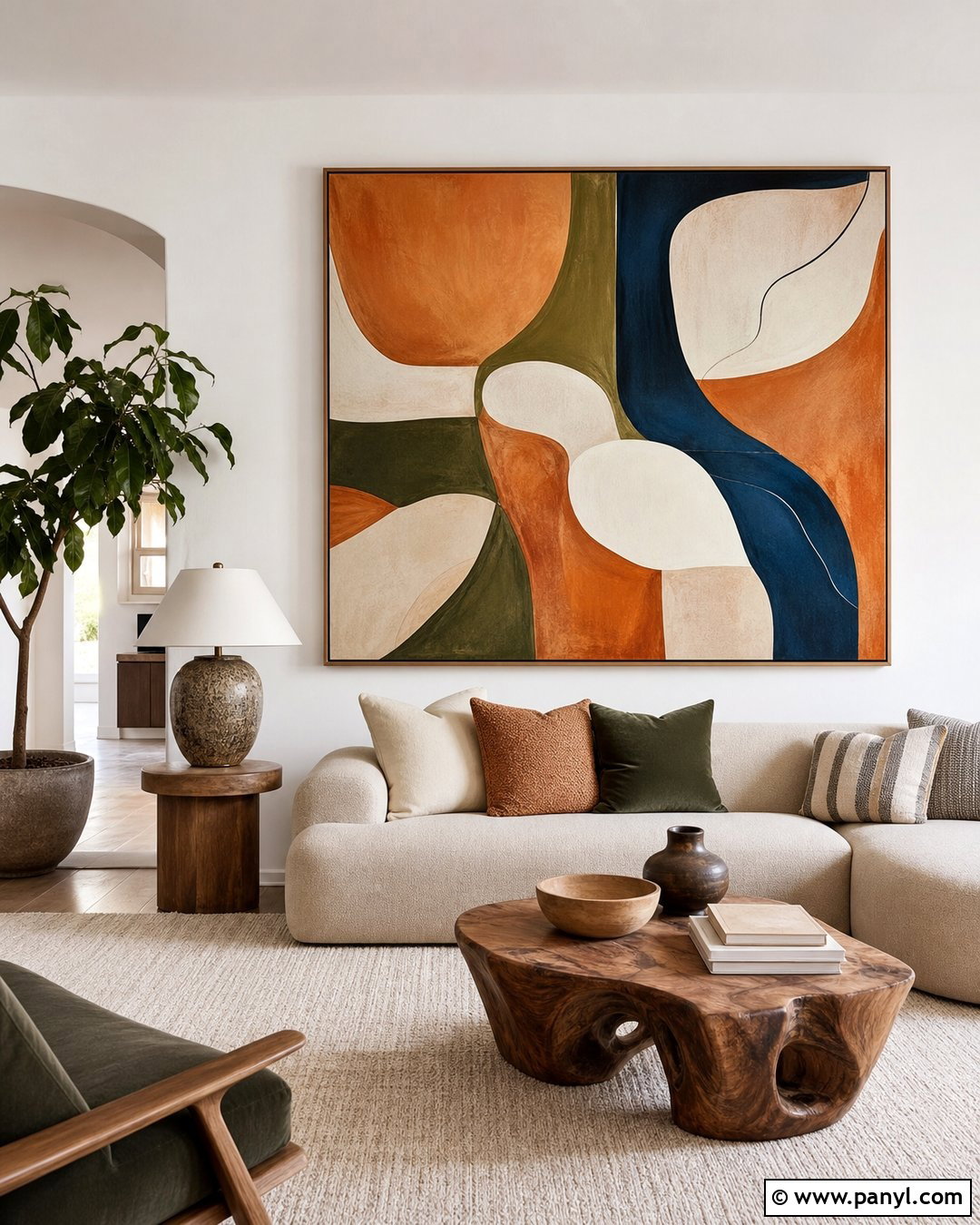 White Wall With Oversized Art - 35 plain white wall ideas