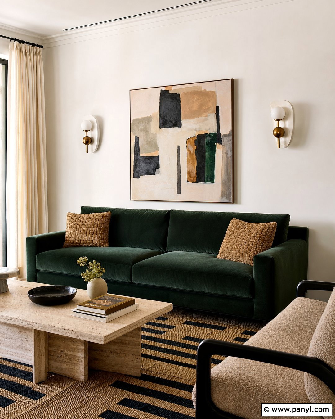 White Wall With Sculptural Sconces - 35 plain white wall ideas