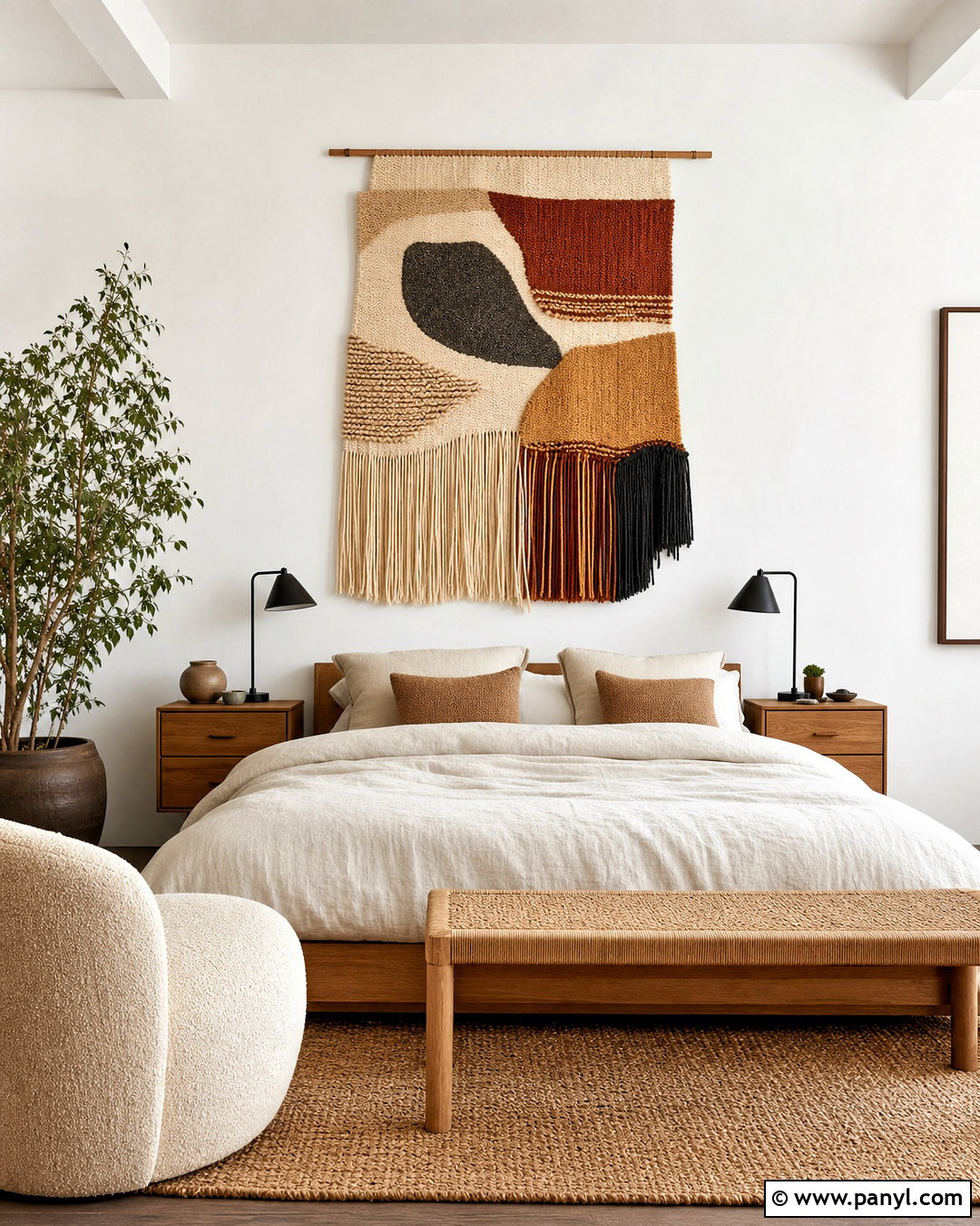 White Wall With Textile Art - 20 white wall decor ideas