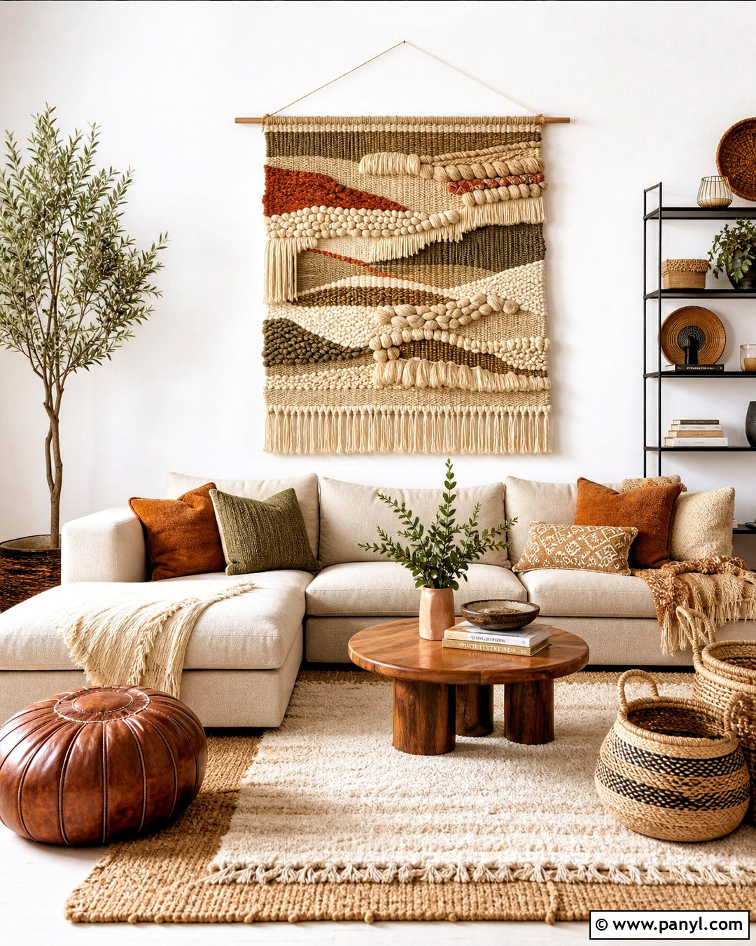 White Wall With Woven Wall Hanging - 20 white wall background ideas