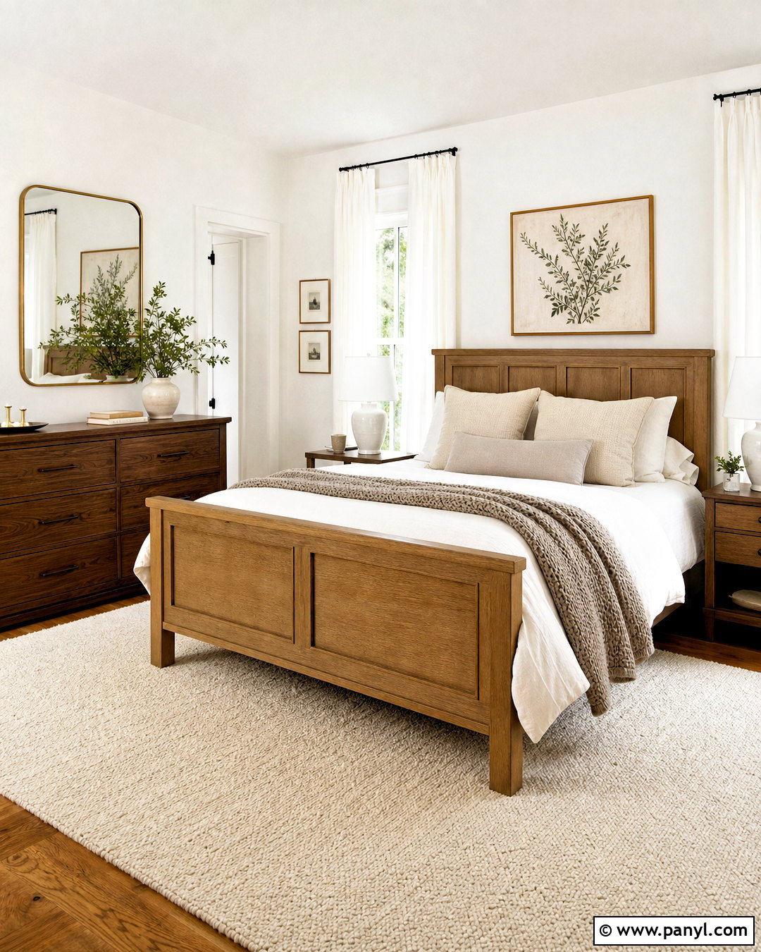 White Walls Bedroom With Warm Wood Furniture - 20 white walls bedroom ideas