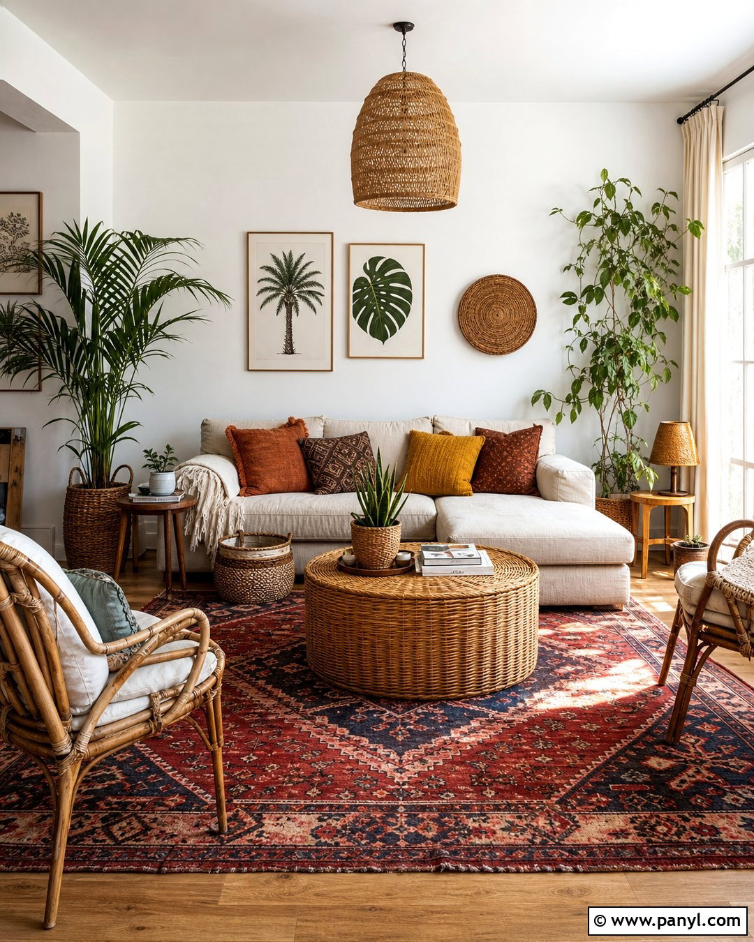 White Walls Boho Living Room - 30 White Walls Interior Ideas