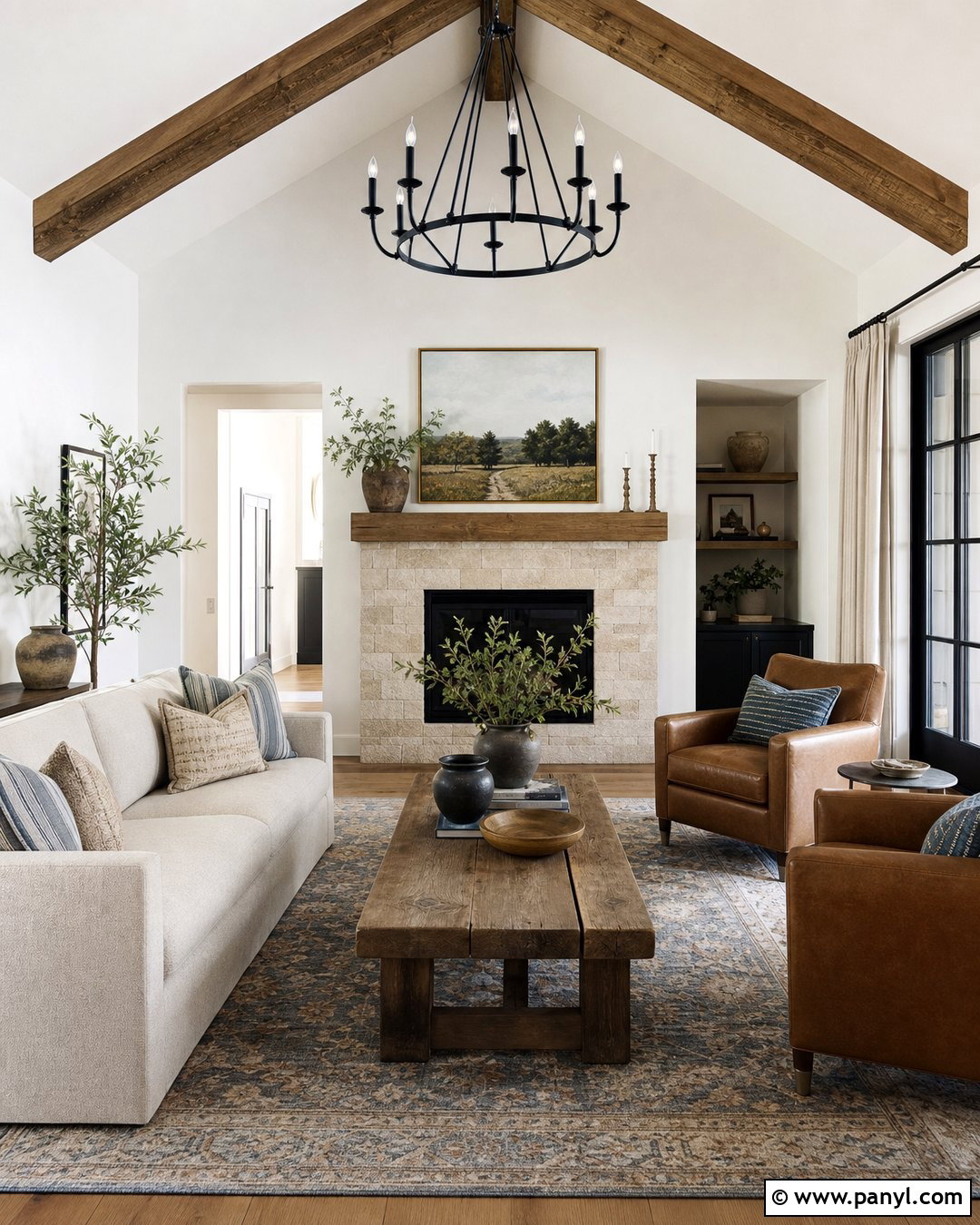 White Walls Modern Farmhouse Living Room - 30 White Walls Interior Ideas