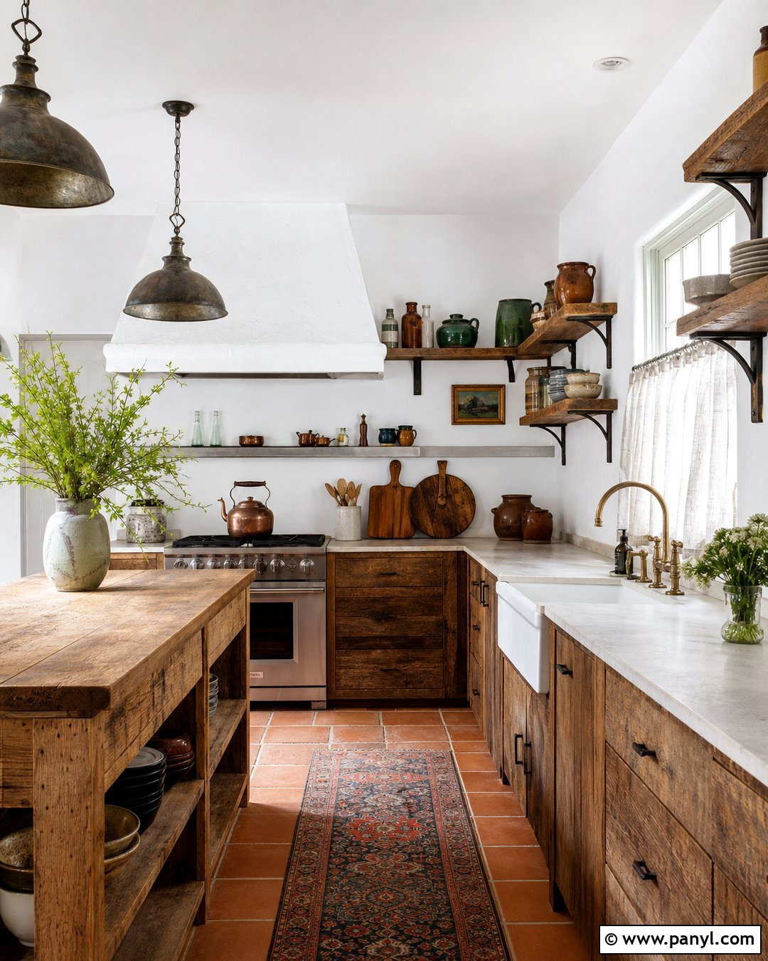 White Walls Rustic Kitchen - 30 White Walls Interior Ideas