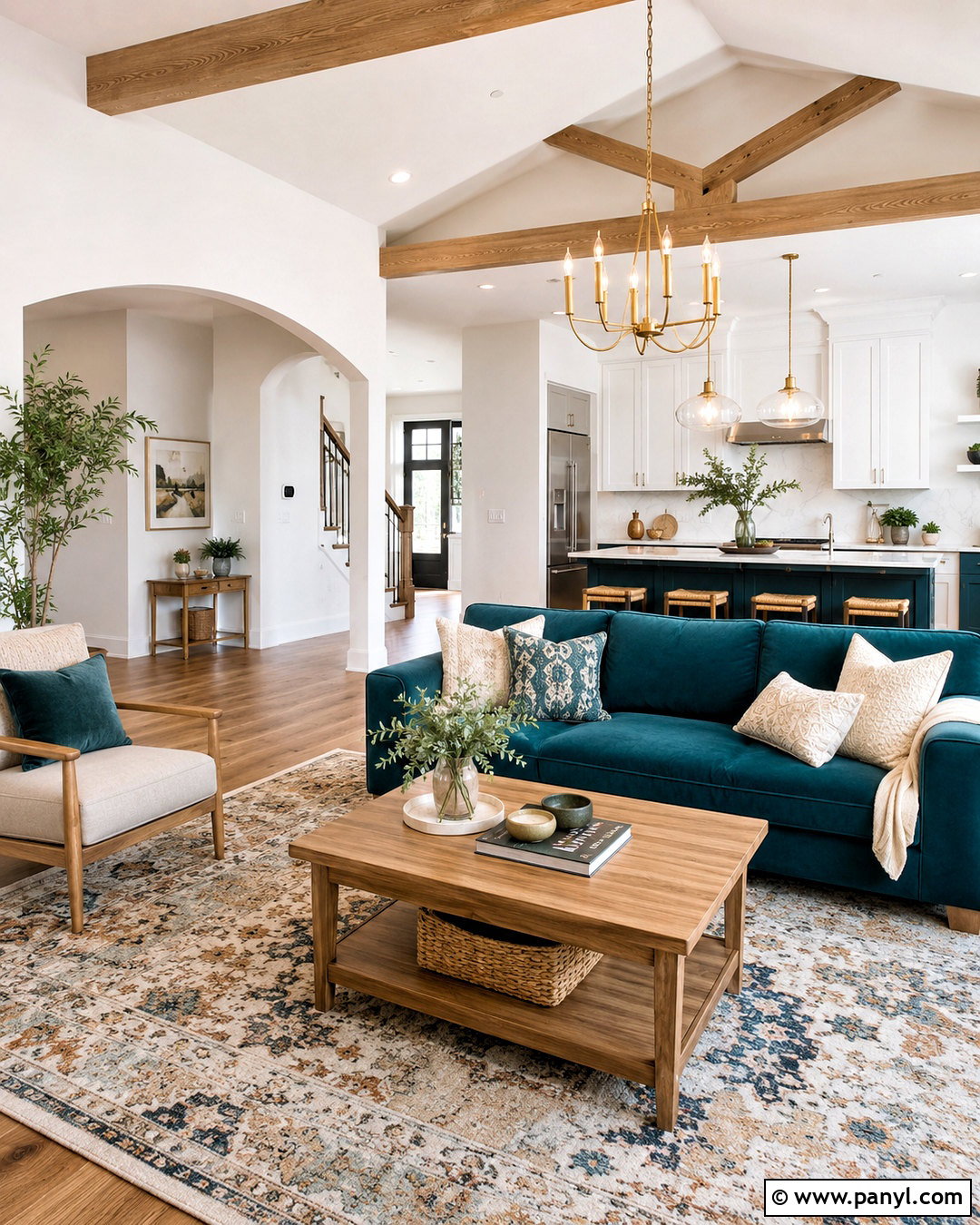 White Walls With A Consistent Accent Color - 20 White Walls Throughout House Ideas