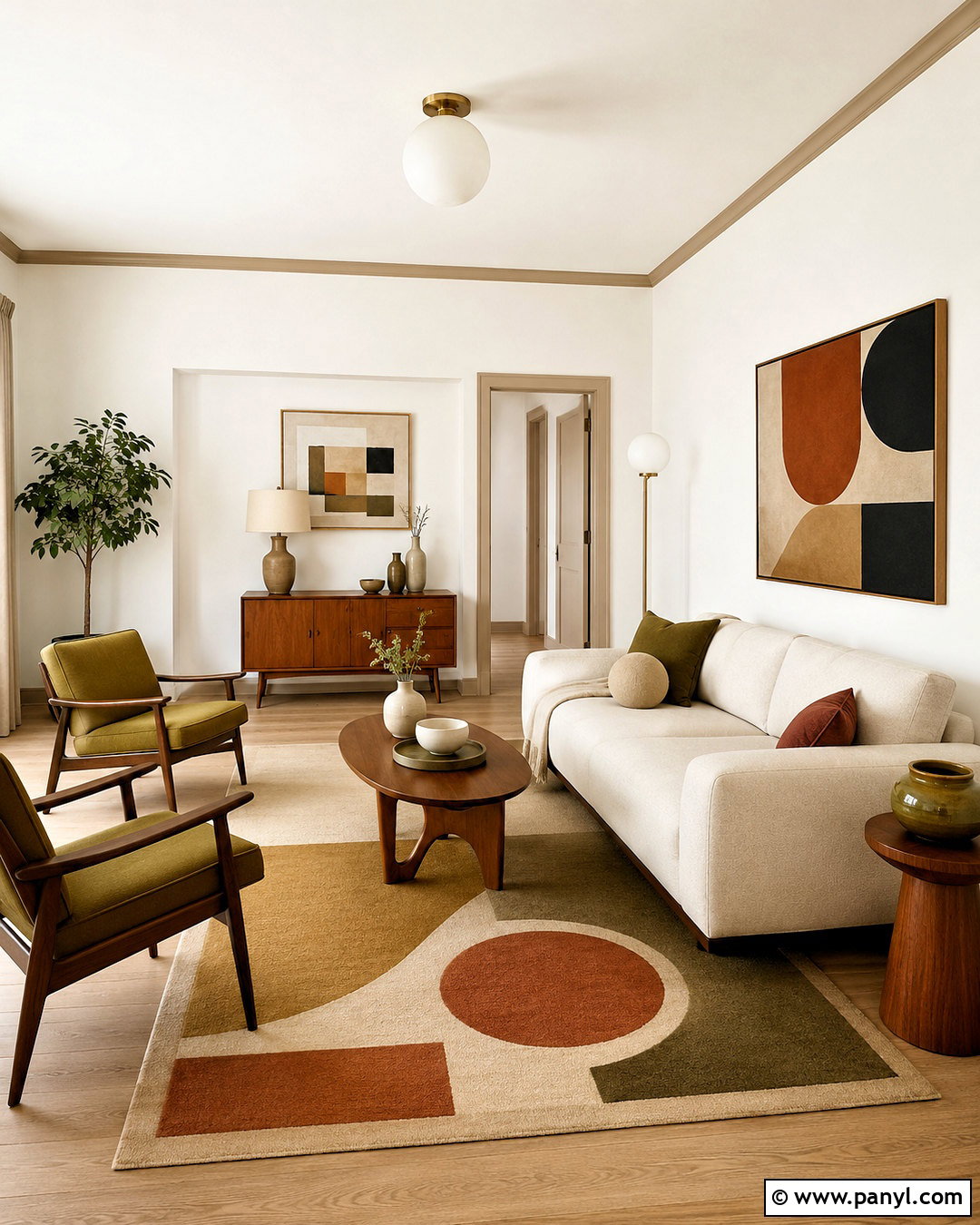 White Walls With Beige Trim Midcentury Modern Interior - 35 white walls beige trim ideas