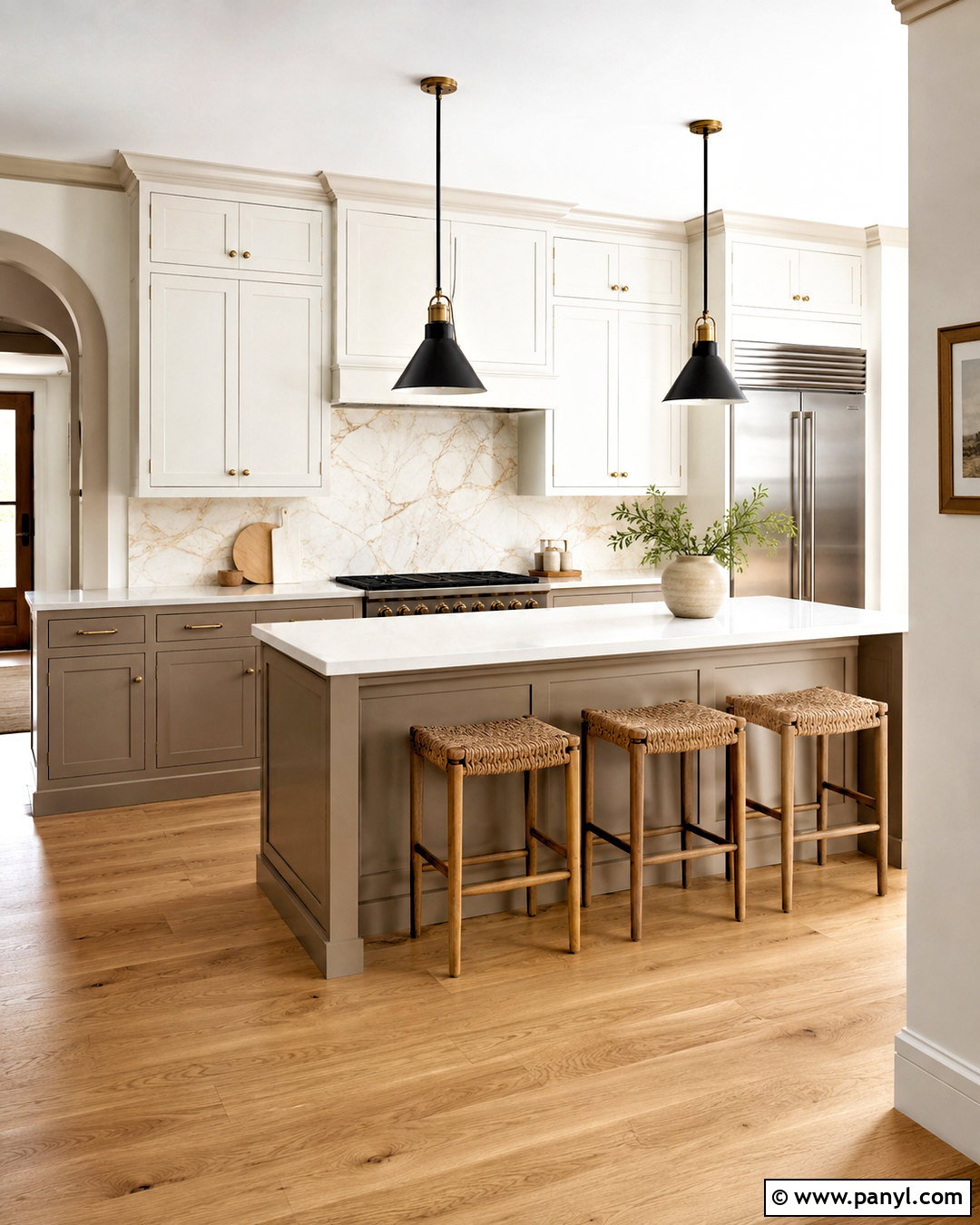 White Walls With Beige Trim Two-Tone Kitchen - 35 white walls beige trim ideas