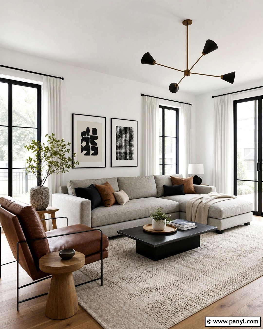 White Walls With Black Accents - 30 White Walls Interior Ideas
