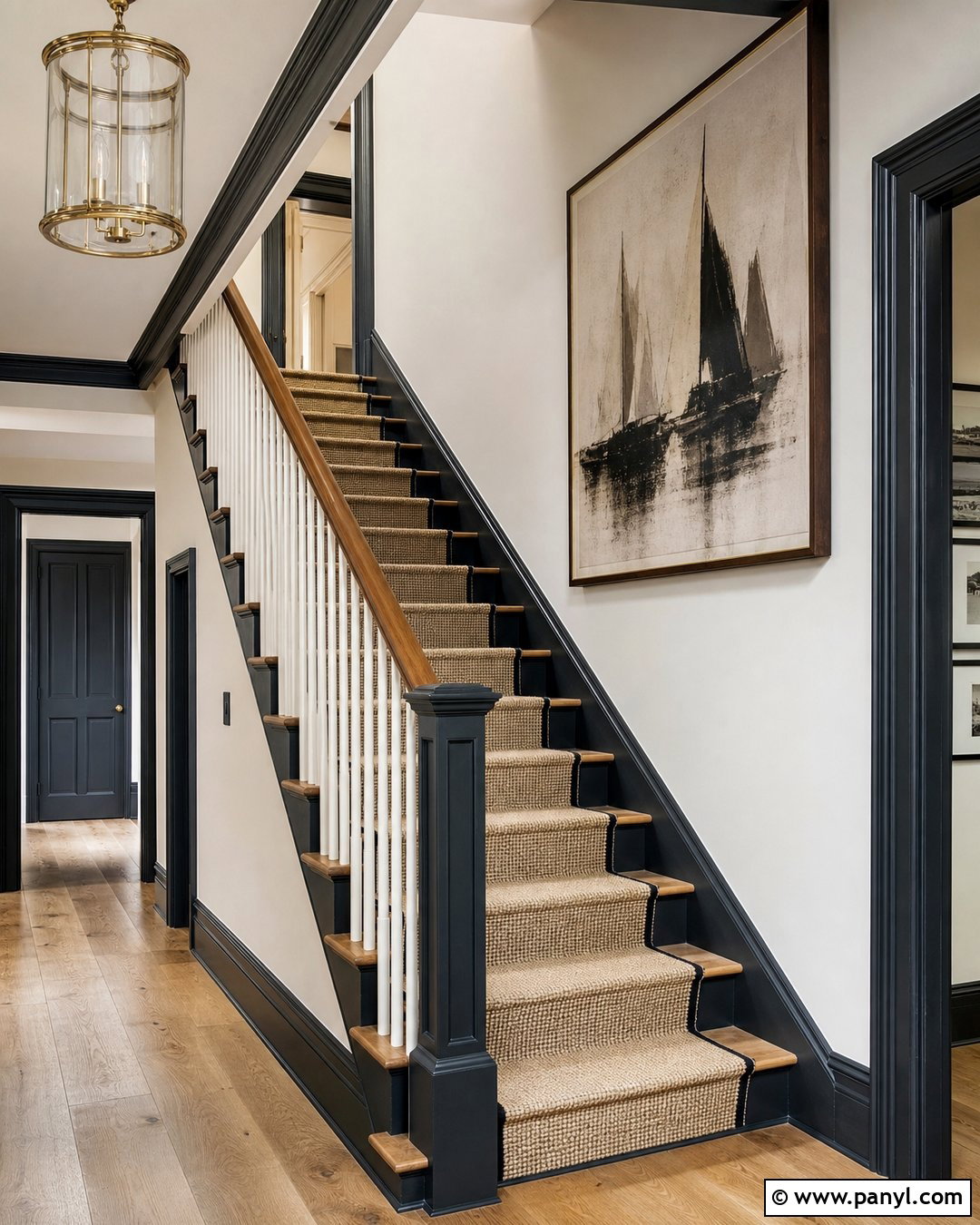 White Walls With Black Stair Trim - 30 white walls darker trim ideas