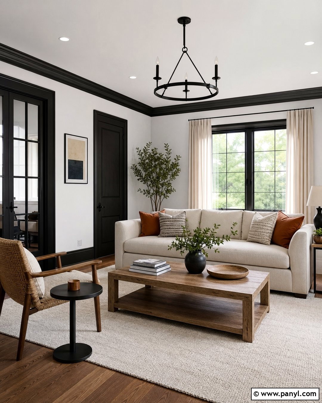 White Walls With Black Trim - 25 Painted Baseboards And Trim Wall Colors