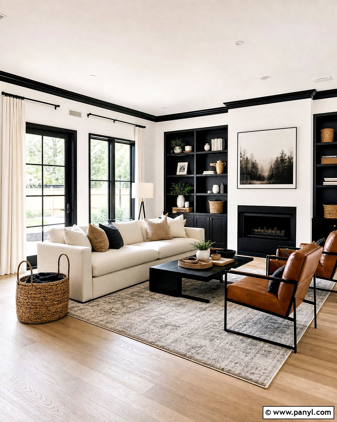 White Walls With Black Trim - 20 white wall and trim color combinations