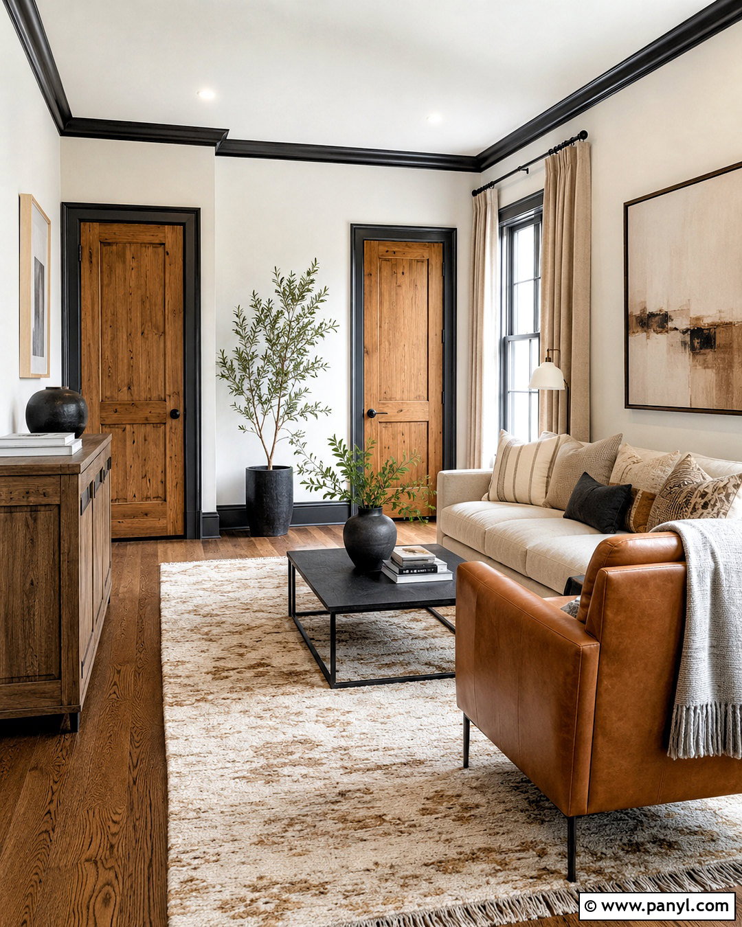 White Walls With Black Trim And Wood Doors - 20 Wall Trim And Door Colors