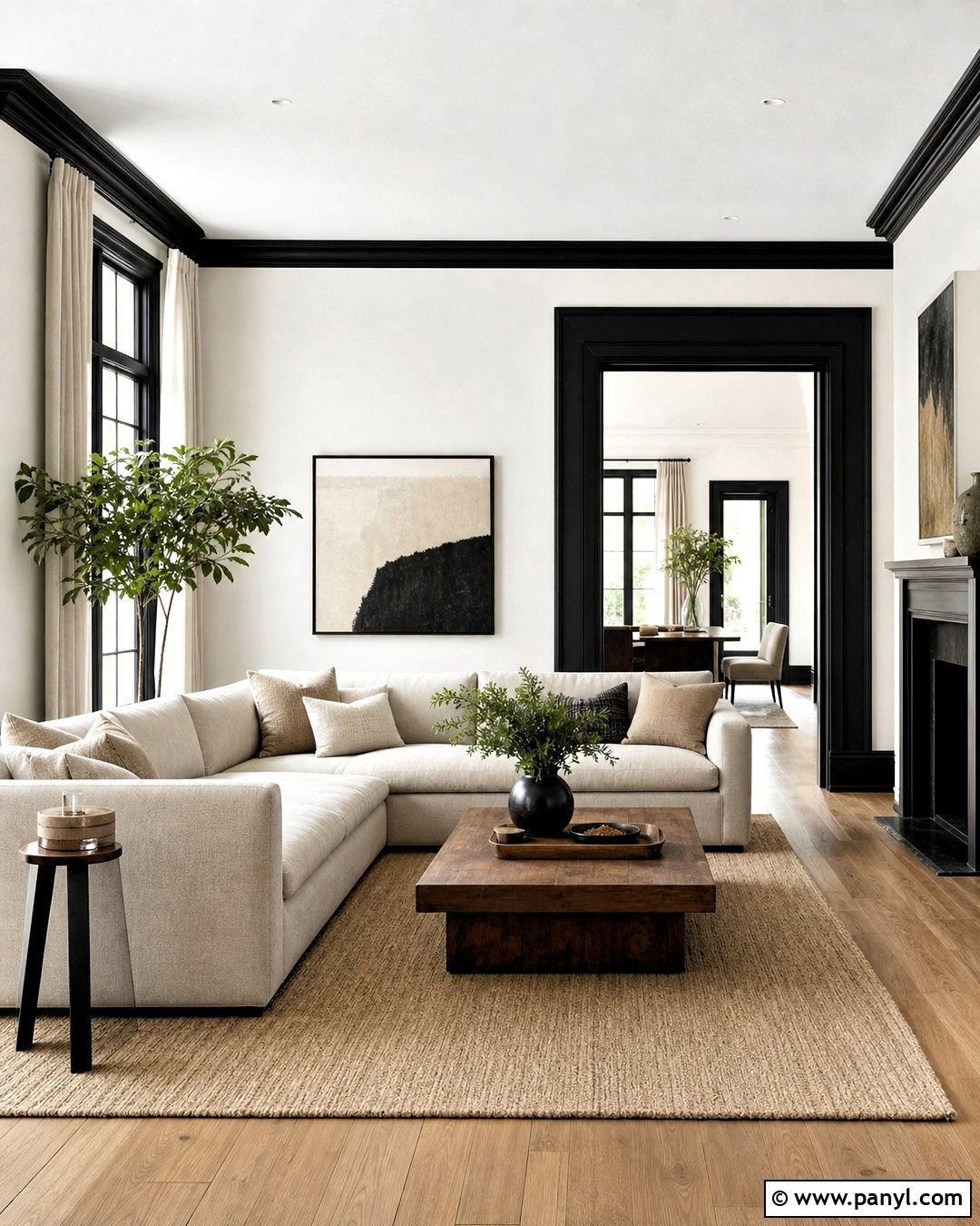 White Walls With Black Trim Living Room - 20 black trim interior living rooms