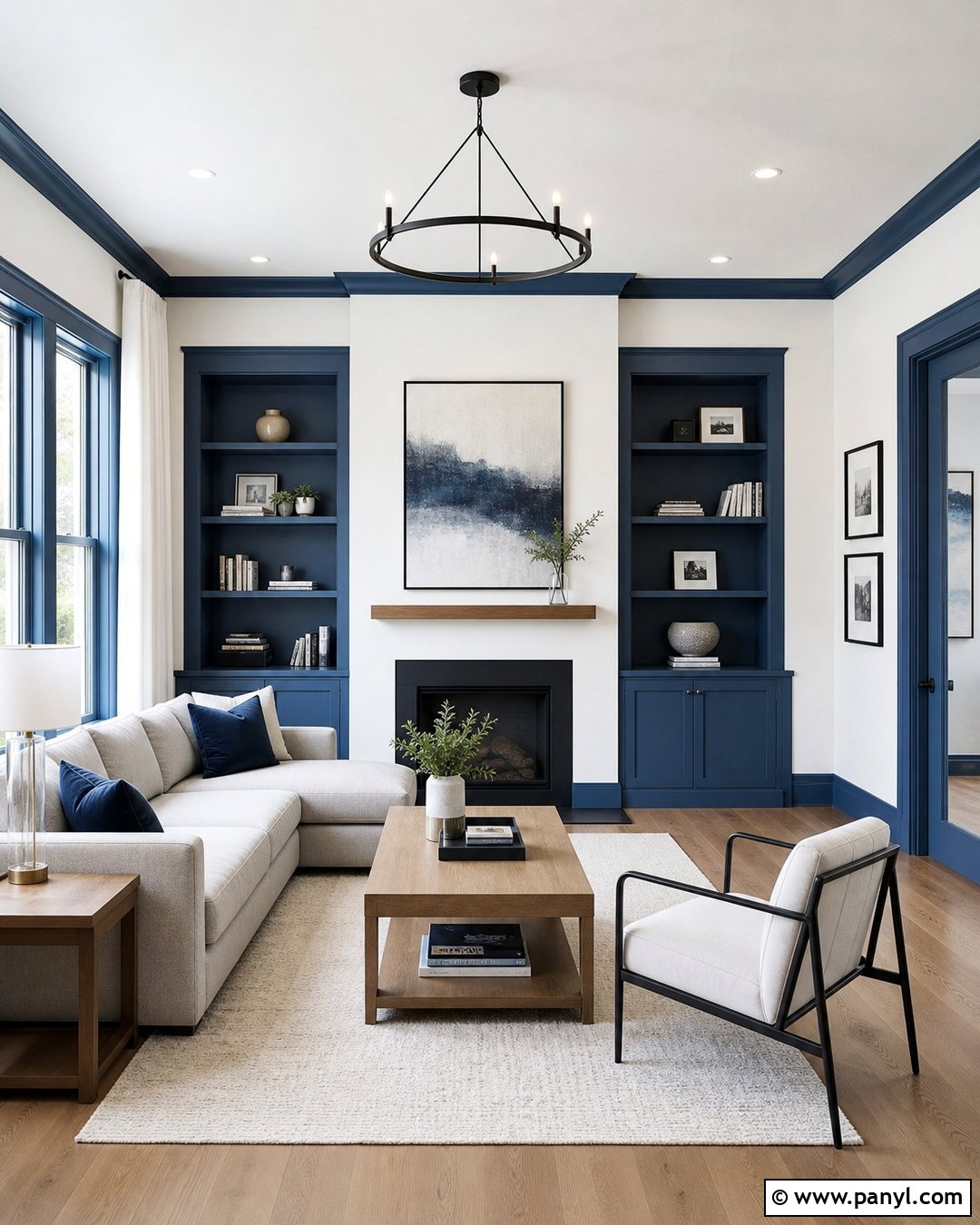 White Walls With Blue Trim And Black Accents - 30 White Walls Blue Trim Ideas