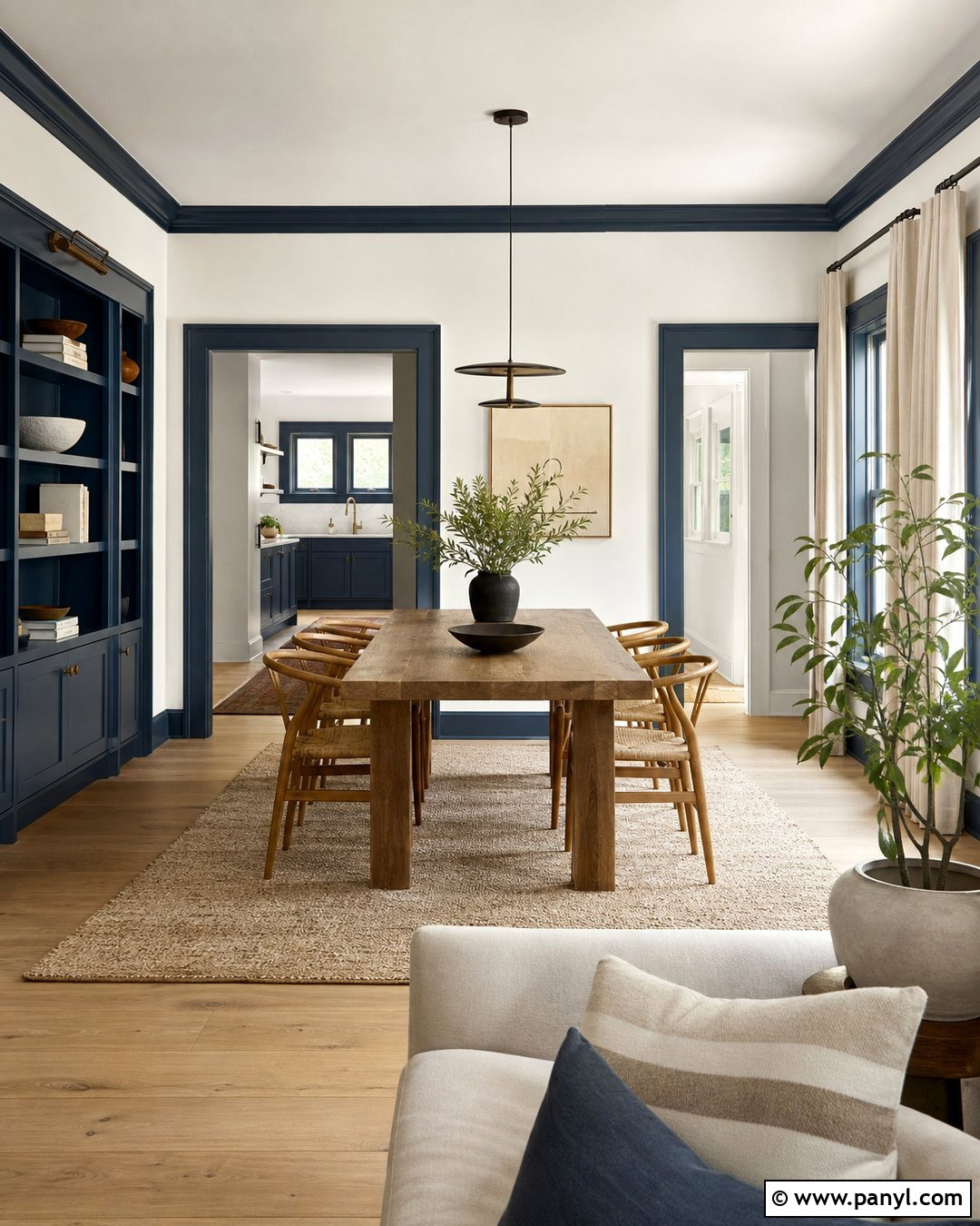 White Walls With Blue Trim And Natural Wood - 30 White Walls Blue Trim Ideas