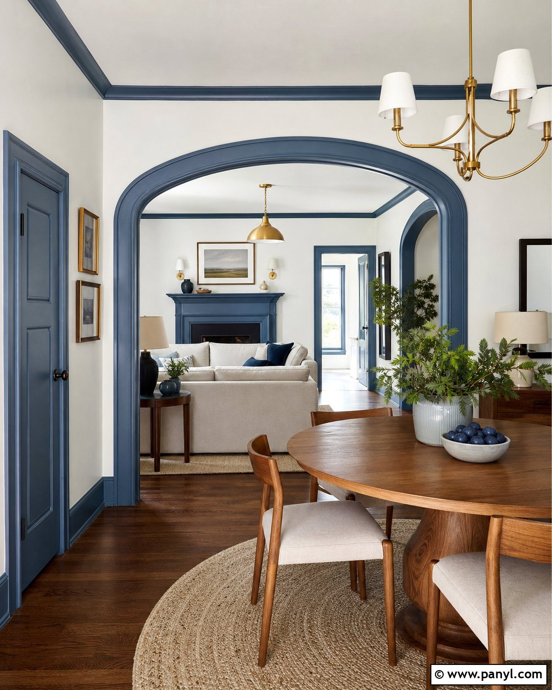 White Walls With Blue Trim Around Arches - 30 White Walls Blue Trim Ideas