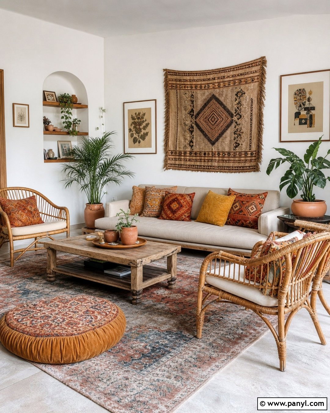 White Walls With Boho Decor - 50 white walls