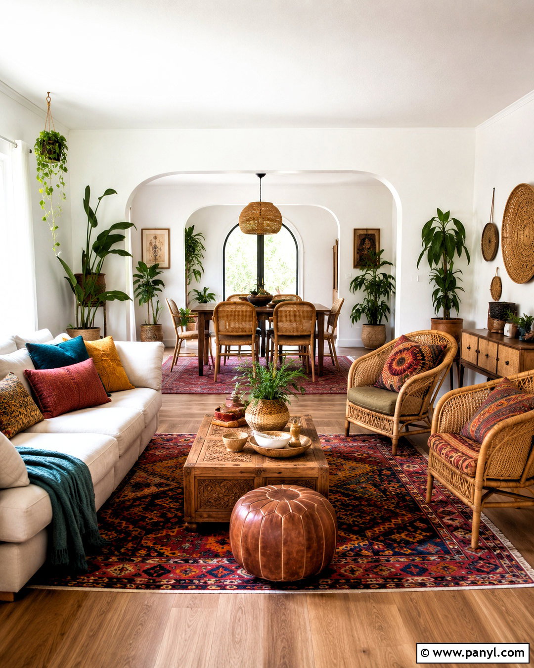 White Walls With Boho Decor - 20 White Walls Throughout House Ideas