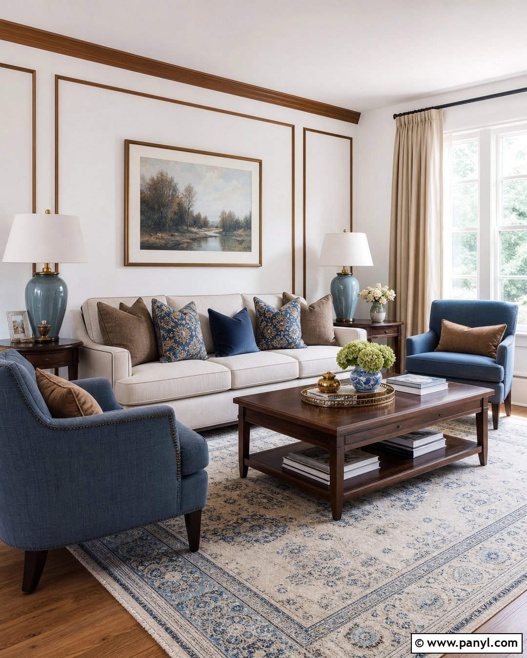 White Walls With Brown Trim Blue Accents - 30 White Walls Brown Trim Ideas