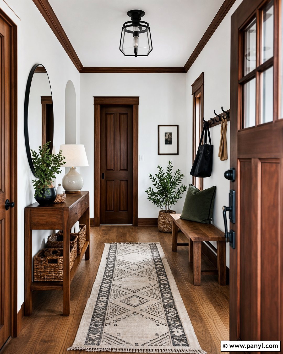 White Walls With Brown Trim Entryway - 30 White Walls Brown Trim Ideas