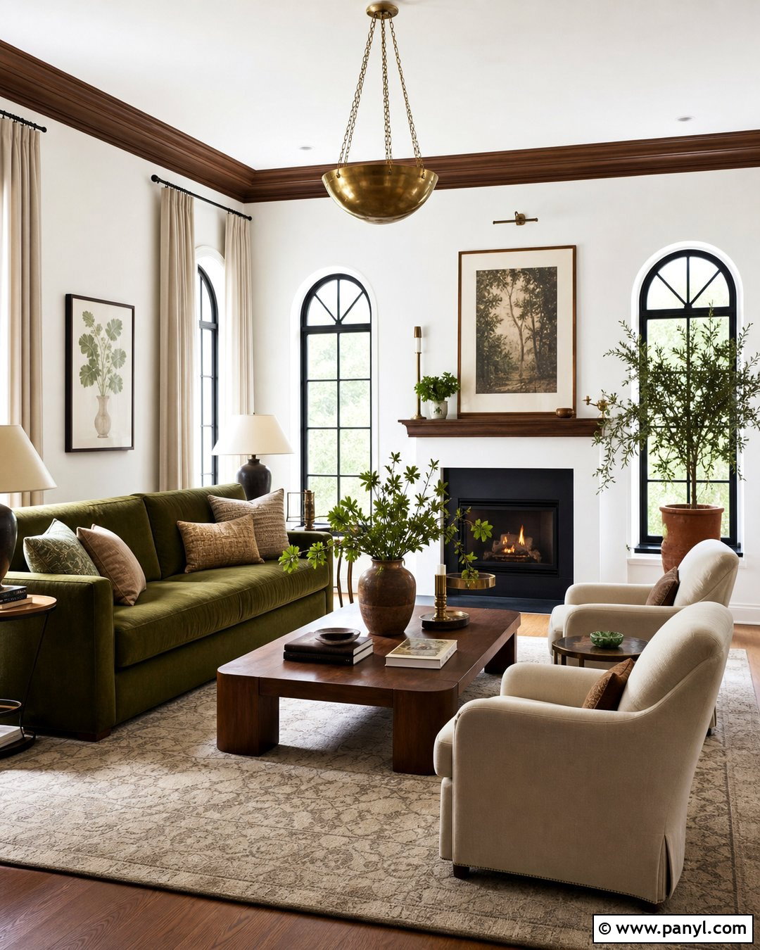 White Walls With Brown Trim Green Accents - 30 White Walls Brown Trim Ideas