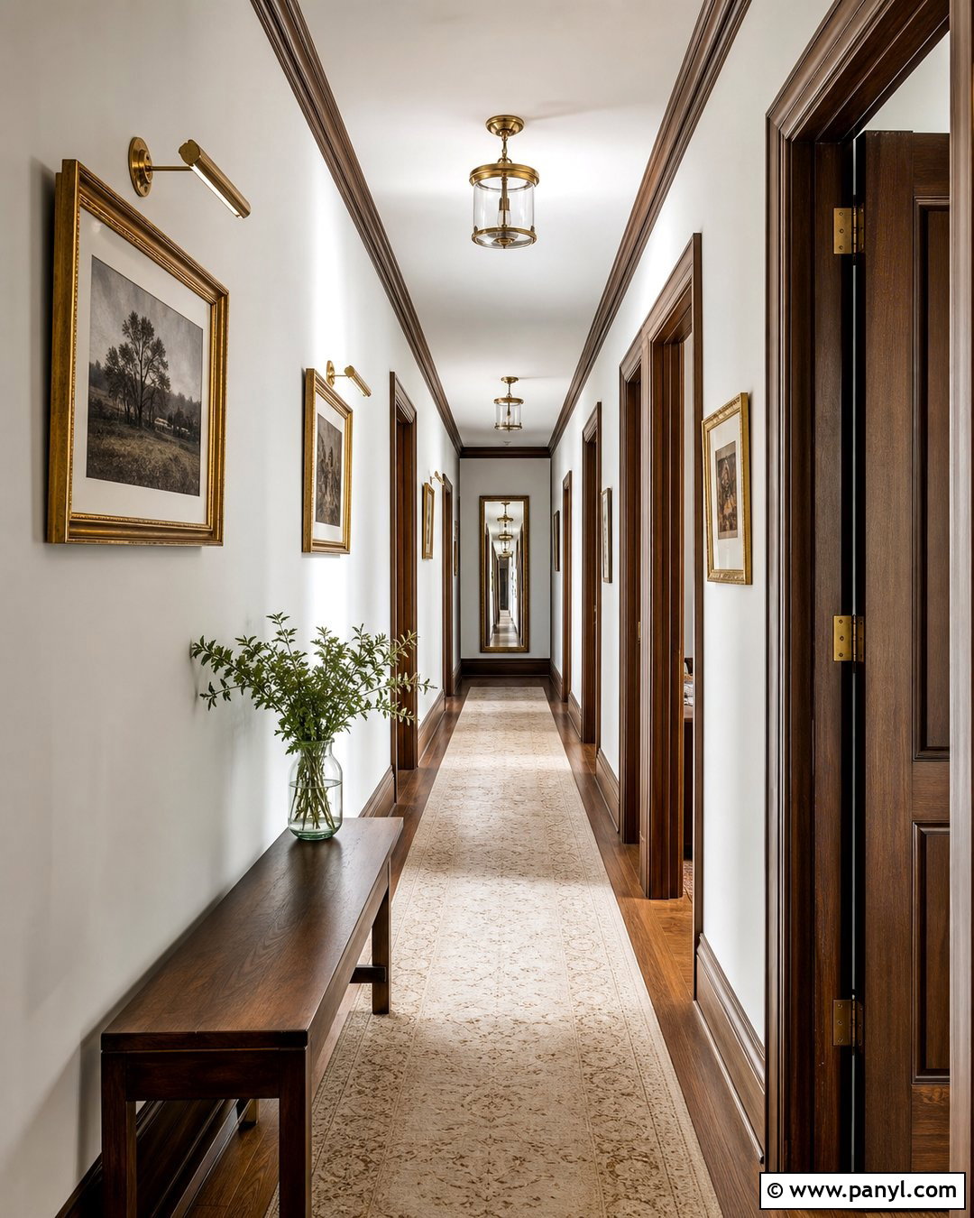 White Walls With Brown Trim Hallway - 30 White Walls Brown Trim Ideas