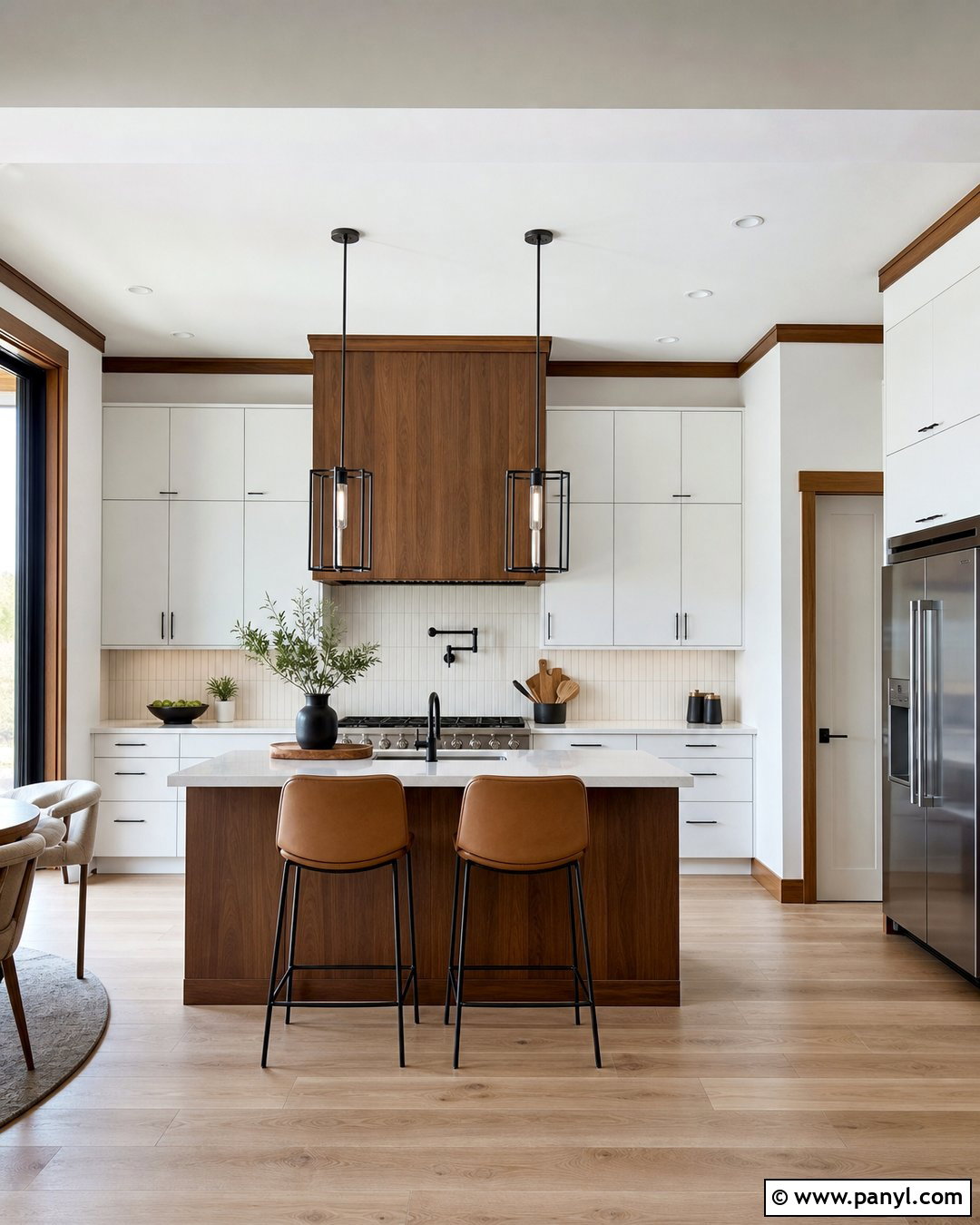 White Walls With Brown Trim Modern Kitchen - 30 White Walls Brown Trim Ideas
