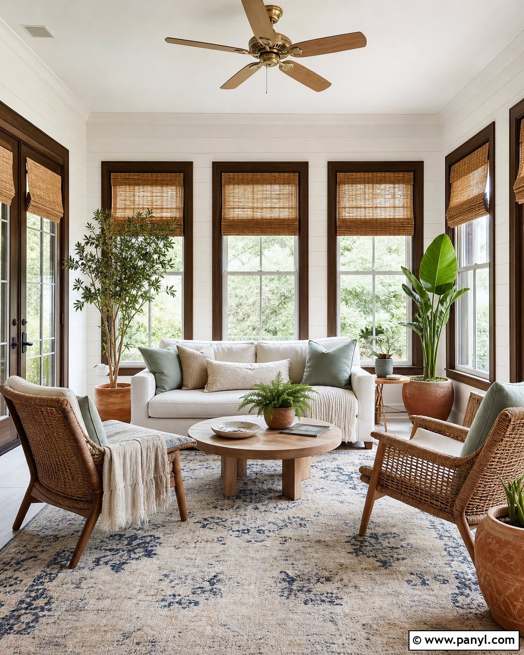 White Walls With Brown Trim Sunroom - 30 White Walls Brown Trim Ideas
