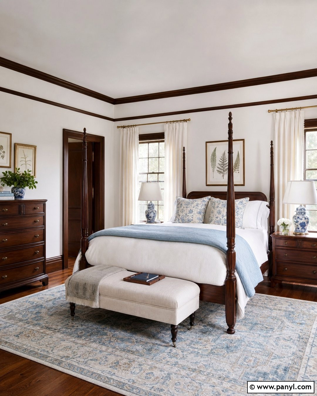 White Walls With Brown Trim Traditional Bedroom - 30 White Walls Brown Trim Ideas