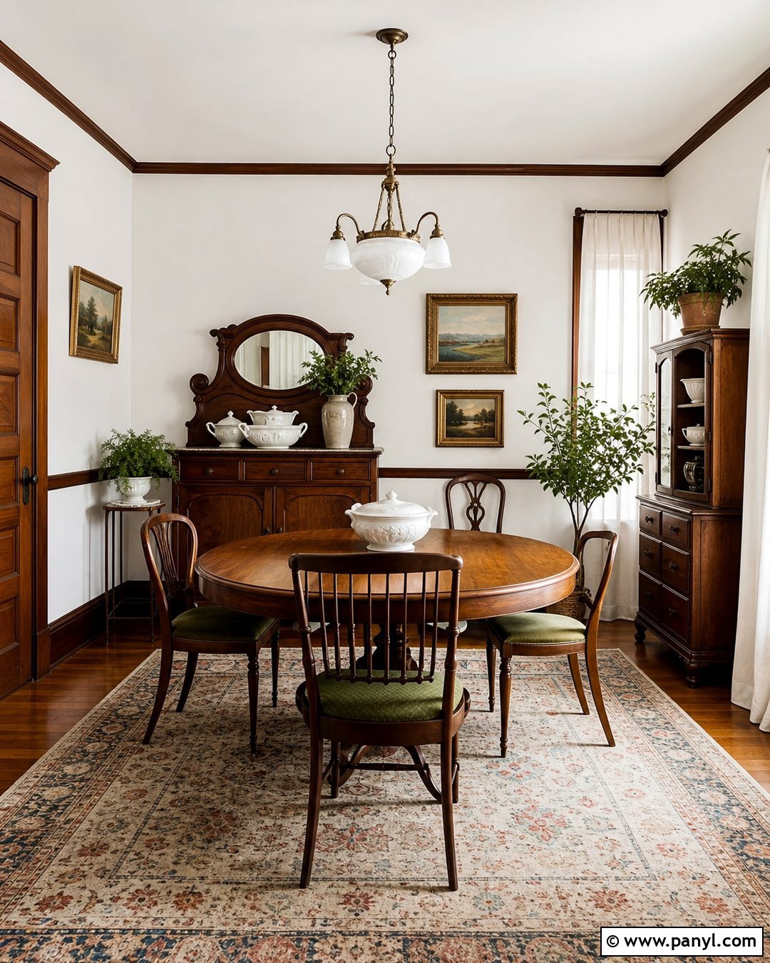 White Walls With Brown Trim Vintage Dining Room - 30 White Walls Brown Trim Ideas