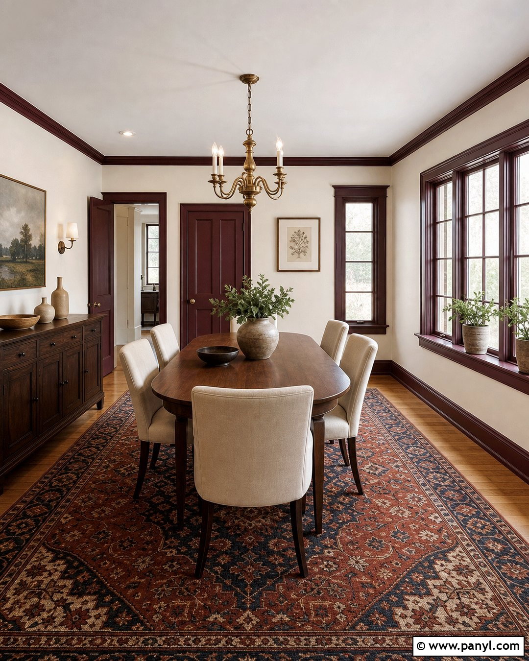 White Walls With Burgundy Trim - 30 white walls darker trim ideas